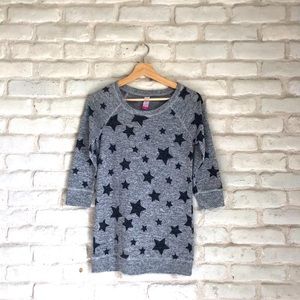 NO BOUNDARIES Marled Star Long Tunic Sweatshirt S